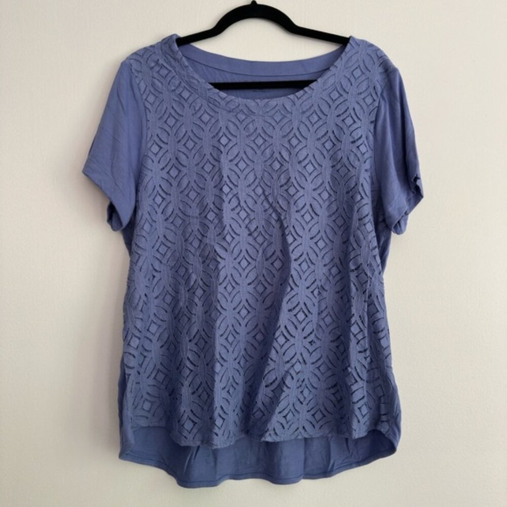 Croft & Barrow Blue Short Sleeve Blouse with Relaxed Fit